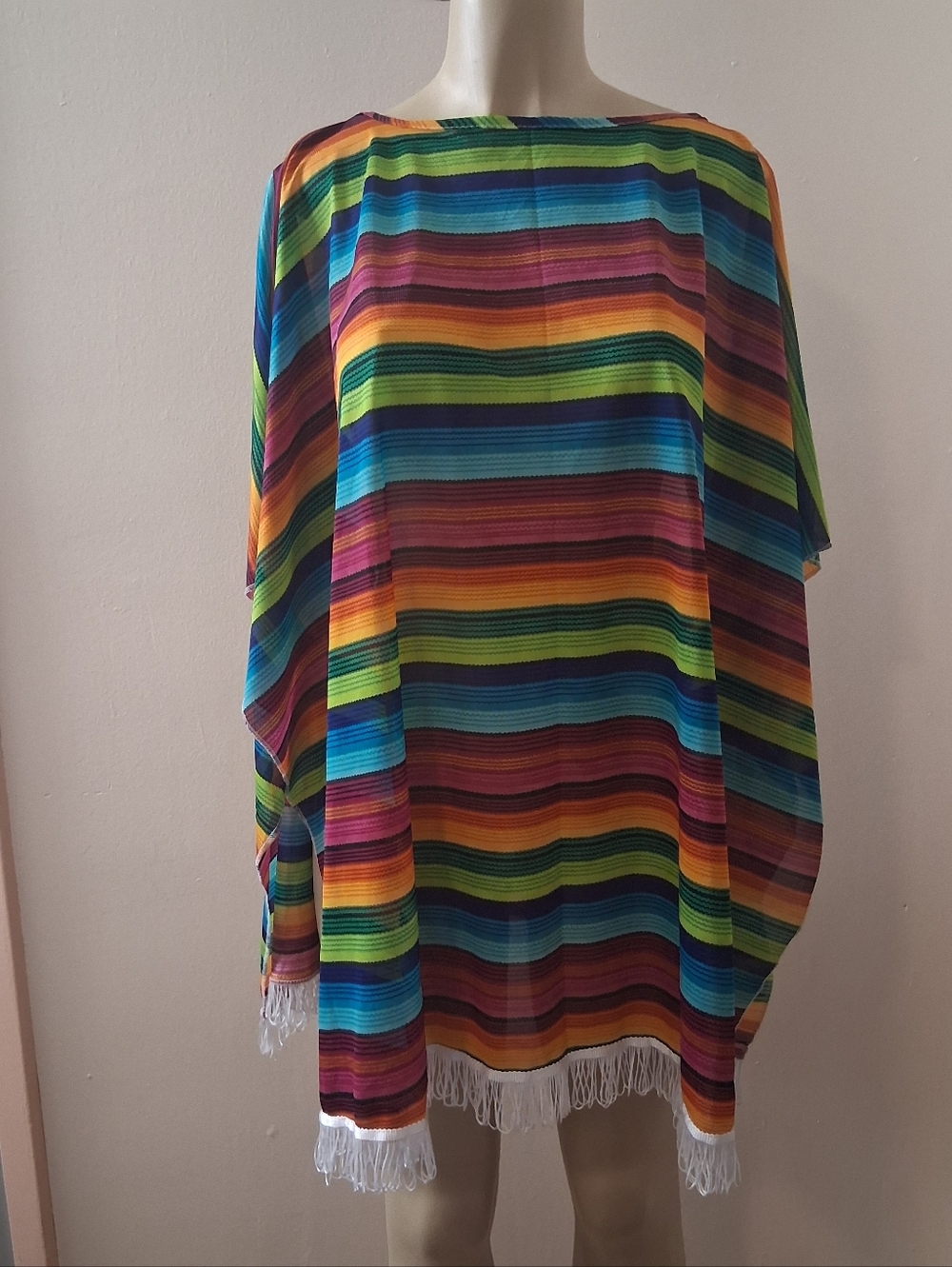 Boho Lightweigh Poncho Colorful One Size Festival Artsy